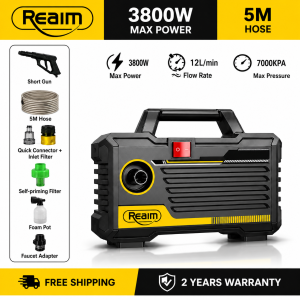 REAIM Turbo 3800W High Pressure Washer Water Jet Heavy Duty Portable Washer Power Sprayer Machine Car Wash