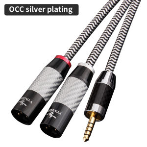 YYAUDIO 4.4mm 5-Pole to Dual XLR Male Balanced Cable 7N OCC Silver-Plated Hi-Fi Audio for DAP DAC Amplifier Studio Monitor