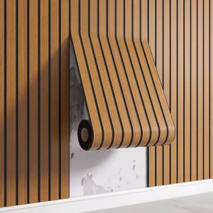 4PCS 3M*45cm Wallpaper Wood Flute Design PVC Self adhesive Waterproof Wall Paper Sticker Fabric Home Decor Wall Decor Safety