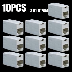 10ชิ้นเครือข่าย RJ45มาตรฐานตัวเชื่อมต่อตัวเมียโดยตรงกับตัวเมียสายแลนแจ็คอะแดปเตอร์หัวต่อชิ้นหลักอินไลน์