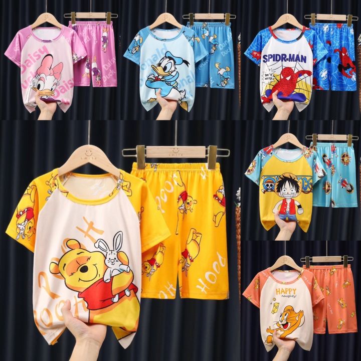 ชุดนอนเด็กลายการ์ตูนแบบน่ารัก 100cm-150cmพร้อมส่งจากไทย เนื้อผ้านิ่มใส่ ...