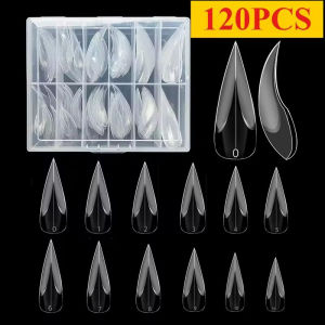 Dorisna 120pcs Curved Stiletto Nail Dual Forms for Poly Nail Gel Extension of 3D Eagle Claw Hawk Sculptural Nails Full Cover Molds