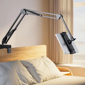 360° Rotating Long Arm Phone Tablet Holder Overhead Stand Desktop Bed Lazy Cantilever Bracket for iPad Huawei iPhone Xiaomi