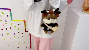 Kids Plush Animal Messenger Bags Soft Funny Toy Shoulder Bag Cute Cartoon for Doll Crossbody Shoulder Bags Christmas Gif