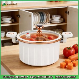 Sikiwind 8L Enamel Lining Cooker Anti Scald Handle for Simmer Food/Milk/Soup/Pasta Noodle