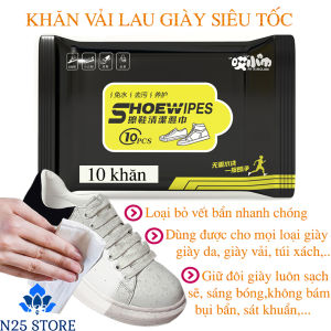 [ 1 GÓI 10 CÁI ] Khăn Giấy Lau Giày Làm Sạch Vết Bẩn Siêu Tốc Giày Sạch Bóng Không Bám Bụi Bẩn Dùng Được Cho Tất Cả Các Loại Giày Và Túi Xách