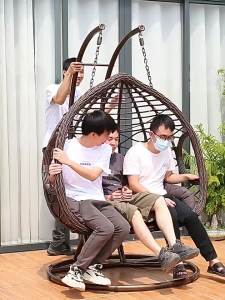 2026 Hanging basket rattan chair lazy chair rocking chair balcony swing cradle chair courtyard double hanging chair indoor hammock home