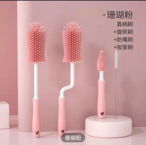 4in1 Multifunctional Baby Silicone Feeding Bottle Brush 360 Degree Rotating Cleaning Set