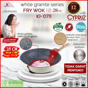 Cypruz White Granite Fry Wok / Wajan Tebal Anti Lengket KI-0708/0709/0710/0711