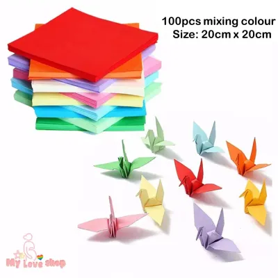 100Pcs 20cm x 20cm Folding Double Sided Colour Paper-cut Material Origami Paper Square Kids DIY Scrapbooking Art Craft
