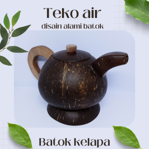 teko air minum batok kelapa / teko batok kelapa natural / teko dari batok kelapa / teko batok kelapa asli / tempat air minum batok kelapa / teko batok kelapa tampa vernis / teko tahan panas