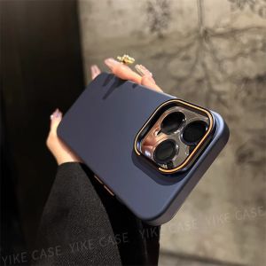 Kisscase Mạ da mờ Cảm Giác vỏ điện thoại Cho iPhone 15 14 13 Pro Max Với ống kính vô hình Khung giá đỡ Cứng PC Chống-Mùa Thu Chống Sốc Ốp lưng cho iPhone 15 14 13