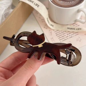 C.three High-end Cat Twist Clip Cute Funny Curled Hair Clip Cartoon Leopard Print Cat Hair Claw Clip