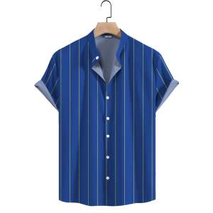 Solid Colours Shirts Mens Shirts Shirts Casual Short Sleeves Stripes Printed Tops Business Mens Clothing Social Daily Shirts