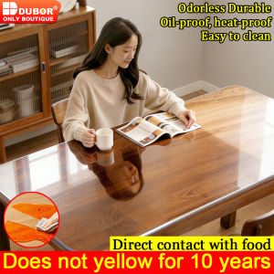 DUBOR Thicken Clear Waterproof pvc Table Cover Tablecloth PVC Table Cloth Clear Desk Mat insulated easy to clean Plastic Table Protector Clear Desk Pad