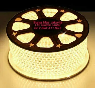 Led Strip Selang 2835 SMD AC 220V 100M/100 M/100 meter Outdoor Kuning - Warm White