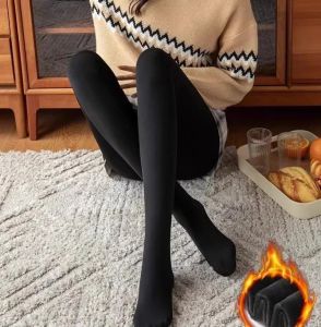 2Pairs Winter Thicken Velvet Over Knee Socks Women Thigh High Warm Pantyhose Skin Black Plush Stockings Compression Boots Leggings