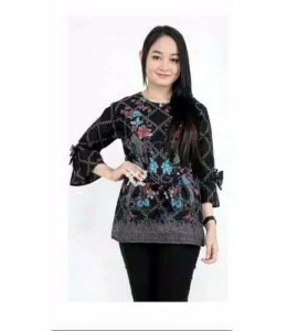 Couple Keluarga Batik Terbaru Motif Bunga Biru