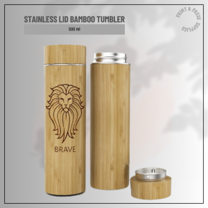 PP Supplies- Stainless Lid Bamboo Tumbler for Hot & Cold (500ml)
