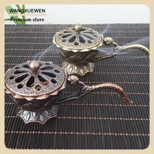 [COD] Metal Lotus Incense Bowl Incense Holder With Handle Yoga Meditation Home Decor Ancient Style Alloy Incense