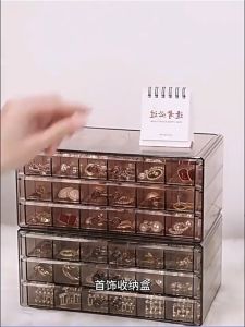 Acrylic Jewelry Storage Box 72 Grids 3 TIER Earring Necklace Studs Nail Art Box Transparent Hard Plastic Organizer Box