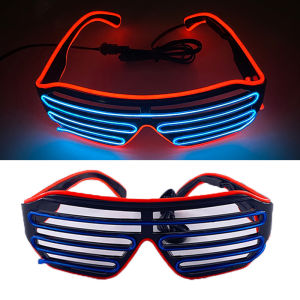 ZEEMIN Christmas Halloween LED light up Glasses Neon Luminous Shutter Glasses Adults Rave Cosplay Goggles for Bar DJ Birthday Party Stage Performance Props