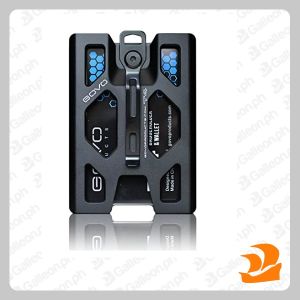 Aluminum GOVO Badge Holder/Wallet Durable ID Card Holder with Metal Clip and 4 Cards Slot Black