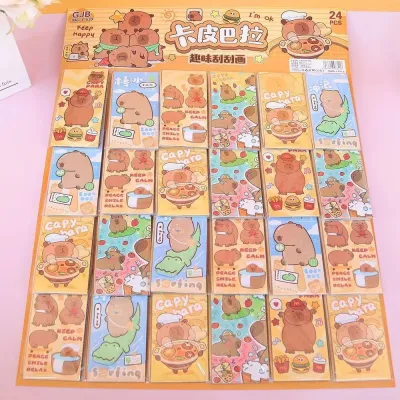 Capybara Scratch Painting Card Sanrio 🎨 卡皮巴拉刮刮画闪闪便签本 Capybara Buku Nota Coretan Kilauan Mainan Edukasi Kreatif Art Craft Kids Gift