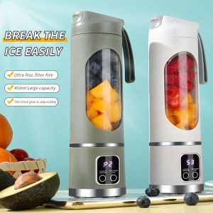 Portable USB Rechargeable Blender & Juicer - Compact Fresh Fruit Smoothie Maker Instantly Nutritious Large Capacity 450ml Adjustable Gear Ultra-Fine Filter-Free Camping Essentials | Modern Kitchen Gadget | Durable Plastic Blender