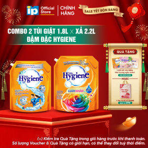 Combo Túi Nước giặt Đậm Đặc Hygiene 1.8L x Nước Xả Vải Đậm Đặc Hygiene 2L/2.2L - Hương Ánh Dương Hạnh Phúc