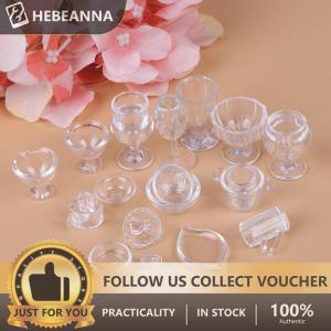 hebeanna 17Pcs/Set 1:12 Dollhouse Miniature Transparent Tableware DIY Pretend Play Toys