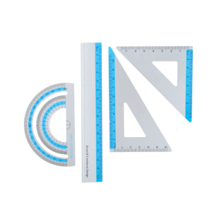 Multipurpose Aluminum Ruler Set Includes Straight Edges Protractor Triangles School Classroom Drafting Essential Measure