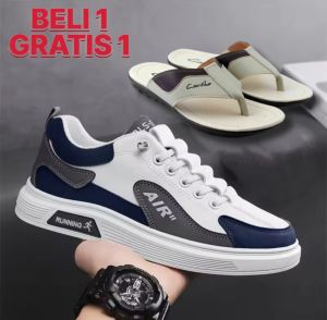 SEPATU SNEAKERS PRIA WANITA KASUAL FASHION SPORT RUNNING BUY 1 GET 1 SANDAL KULIT