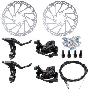 TOSEEK 1 Pair MTB Disc Brake Set Mechanical/Hydraulic Disc Brake Kit MTB Front & Rear Disc Brake Caliper with 160mm RotorDisc Brake Set Bicycle Accessories for Mountain Bike Road Bike