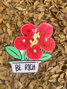 Rich Flower Red Wall Hanging Clock - Home Decor