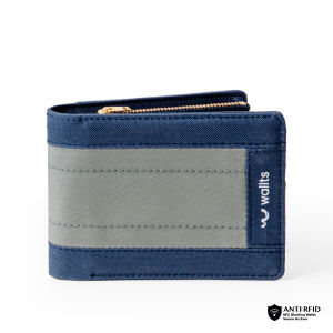 Wallts Ben Navy Grey - Dompet Lipat kanvas uang Dan kartu Pria Wanita