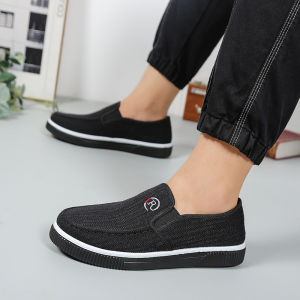 New mens canvas slip-on shoes casual and versatile sneakers pure cotton student sports shoes