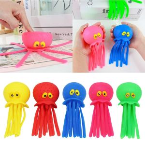 MARBLEX 1/2/5pcs Plastic Baby Bath Toys Colorful Water Absorbing Squeezing Water Pool Play Toys Cute Sponge Octopus Stress Relief Toy for Summer Day