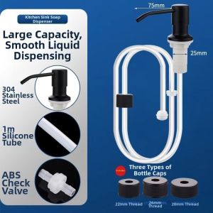 LITUILI Extension Tube Liquid Soap Dispenser Pump 304 Stainless Steel Refillable Soap Press Pump Countertop Soap Dispenser Heavy Duty Detergent Dispenser Kitchen Sink Accessories