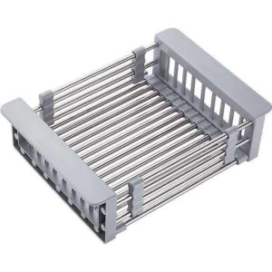Multi-Purpose Stainless Steel Adjustable Dish Basket Drainer & Expandable Dish Drying Rack