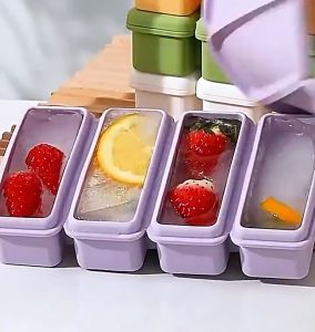 4-Grids Large Square Silicone Ice Cube Mold Easy to Remove Long Ice Cube Mold PAZU
