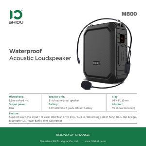 SHIDU M800 Portable Voice Amplifier ลำโพงช่วยสอนลำโพงสอนพกพา ไมค์ช่วยสอน ไมค์ช่วยสอน ลำโพงพกพา โทรโข่ง ไมค์ช่วยสอน เครื่องขยายเสียง ไมค์ไกด์ FM ลำโพง M800