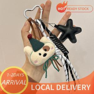 🚚Local Delivery🔥 Cute Plush Bear Bag Pendant Lovely Stuffed Animal Keyring Climbing Rope Keychain For Girls Backpack Hanging Decoration