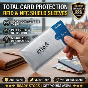 RFID Blocking Sleeve Aluminum Foil Card Holder Anti Scan Bank Card Protector Contactless Signal Shield Lightweight Privacy Cover Travel Wallet Insert For Everyday Carry1秒阻断盗刷铝箔防磁防盗刷卡套