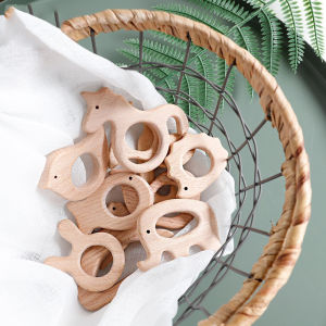 10pc Wooden Teether Animals Beech Teething Grasping Wooden Animal Toy Rodent Baby Teether Pendant DIY  Pacifier Chain Kids Goods2026