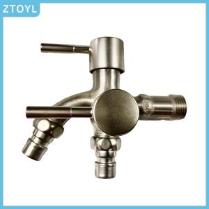 ZTOYL  304 Stainless Steel Faucet One Into Two Out Multifunction Double-outlet Washing Machine Faucet Outdoor Garden Sink Pool Faucet