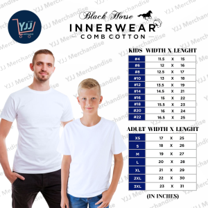 BLACK HORSE INNERWEAR ROUND NECK WHITE T-SHIRT (ADULT & KIDS)