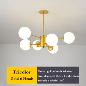 YHLAMP Nordic LED Tricolor Chandelier Ceiling Light Living Room Center Light Pendant Lamp  Modern Design Bar Counter Drop Lights Energy saving Hanging Lights For Dining Room Bedroom Modern Minimalist Sala