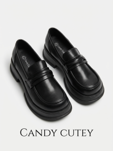 CandyCutey Loafer Nữ Đế Dày Tăng Chiều Cao Đế Lót Mềm Kiểu Hàn Quốc Đơn Sắc Cổ Điển Dễ Kết Hợp