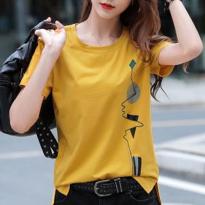 Yitiaoyu Short-sleeved T-shirt Womens Loose Womens Printed Blouse